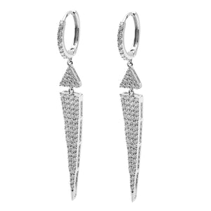 Diamond Pave' Set Drop Triangle Earrings