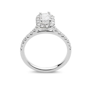 Emerald Cut Diamond Halo Engagement Ring