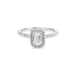 Emerald Cut Diamond Halo Engagement Ring